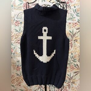 Tommy Hilfiger Vintage 2001 Y2K Coastal Anchor Sweater Vest Turtleneck Medium